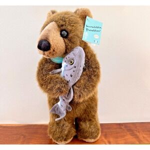 Incredible Petables 14" Standing Brown Bear Fish Angler Plush Stuffed Animal NWT